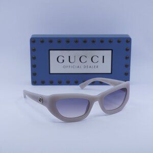 Gucci GG1784S 005 Cat Eye Sunglasses - Light Grey/Smoke